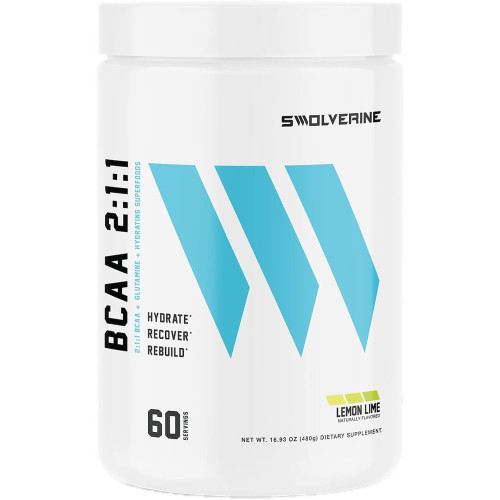 Swolverine BCAA 2:1:1 + Electrolytes - 60 Servings Lemon Lime