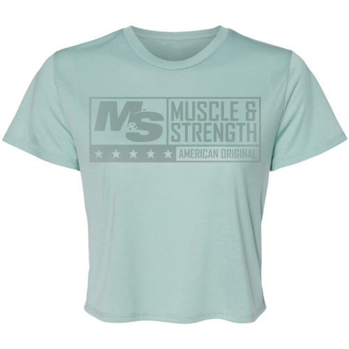 Women's Stamp Cropped Tee - Dusty Blue